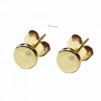 14K Gold 0.02 Ct. Diamond Mini Disc Circle Studs Earrings Fine Jewelry