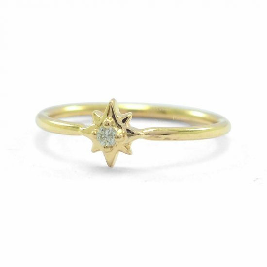 14K Gold 0.02 Ct. Diamond Starburst Ring Fine Jewelry Size -3 to 9 US