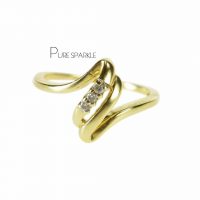 14K Gold 0.02Ct. Diamond Wave Shape Ring Birthday Gift Ring Fine Jewelry