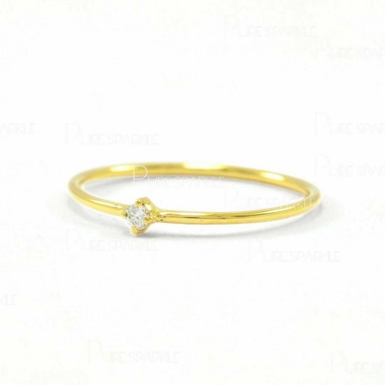 14K Gold 0.02 Ct. Solitaire Diamond Engagement Ring Fine Jewelry