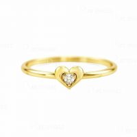 14K Gold 0.02 Ct. Solitaire Diamond Heart Design Ring Fine Jewelry