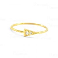 14K Gold 0.03 Ct. Diamond Arrowhead Ring Fine Jewelry Size-3 to 8 US