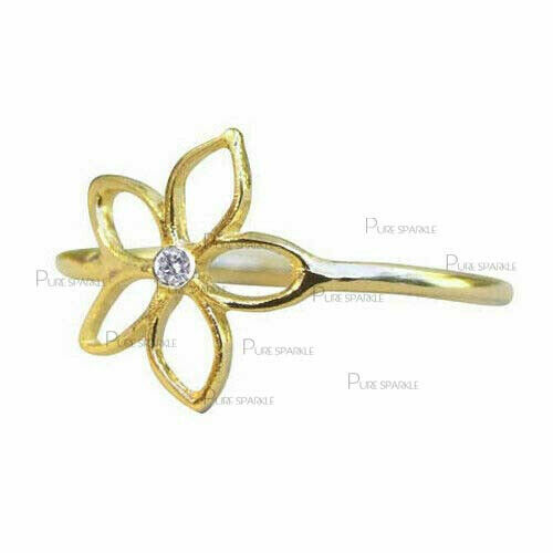 14K Gold 0.03 Ct. Diamond Floral Ring Anniversary Gift Fine Jewelry