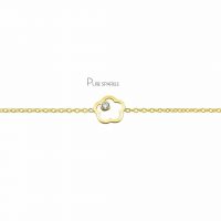 14K Gold 0.03 Ct. Diamond Flower Chain Bracelet Handmade Fine Jewelry