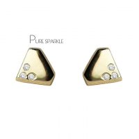 14K Gold 0.03 Ct. Diamond Mini Triangle Shape Studs Earring Fine Jewelry