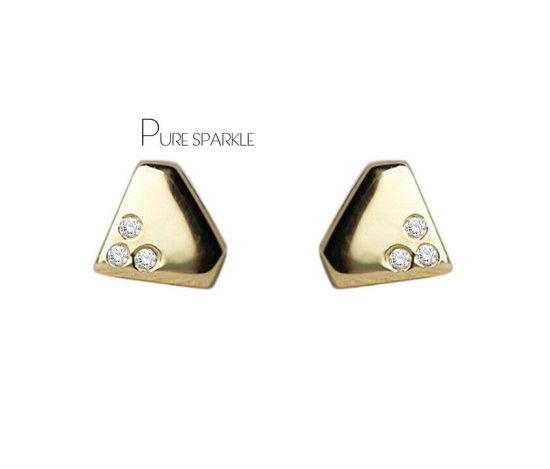 14K Gold 0.03 Ct. Diamond Mini Triangle Shape Studs Earring Fine Jewelry