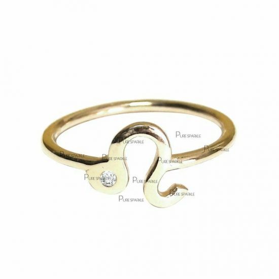 14K Gold 0.03 Ct. Diamond Snake Design Ring Fine Jewelry Size-3 to 8 US