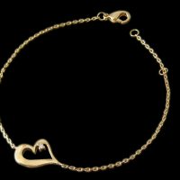 14K Gold 0.03 Ct. Diamond Unique Heart Friendship Bracelet Fine Jewelry
