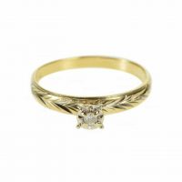 14K Gold 0.03 Ct. Diamond Vine Pattern Promise Ring Fine Jewelry