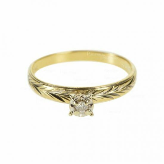 14K Gold 0.03 Ct. Diamond Vine Pattern Promise Ring Fine Jewelry