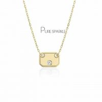 18K Gold 0.03 Ct. Solitaire Diamond Octagon Pendant Necklace Jewelry
