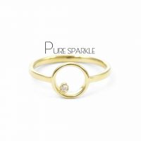 14K Gold 0.03 Ct. Solitaire Diamond Open Circle Ring Fine Jewelry