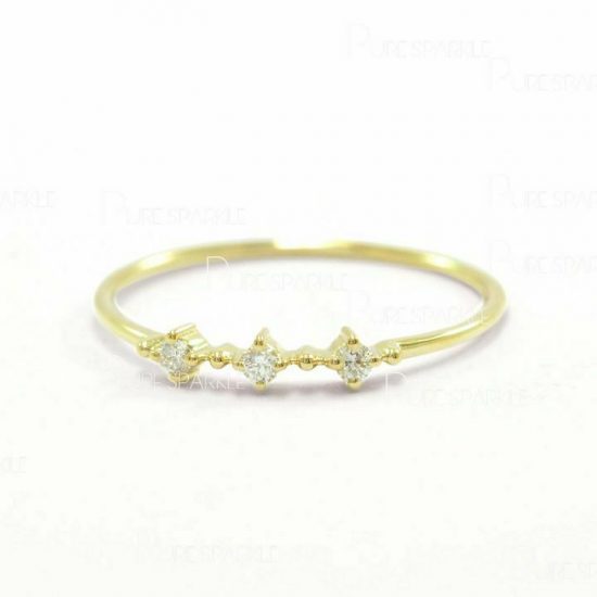 14K Gold 0.03Ct. Three Diamond Engagement Ring Valentine's Fine Jewelry