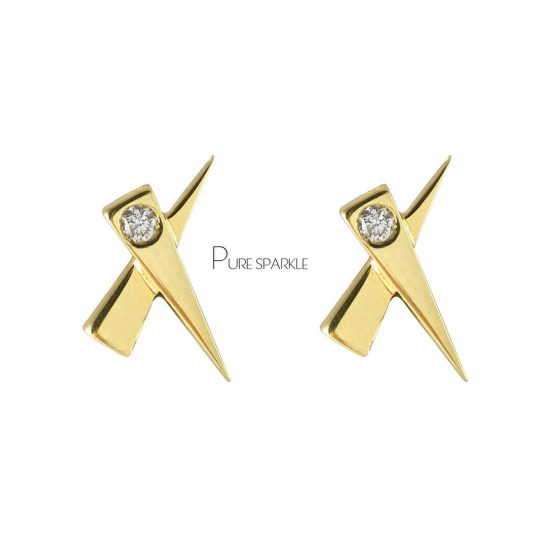 14K Gold 0.04 Ct. Diamond Kiss Studs Earrings Fine Jewelry - New Arrival