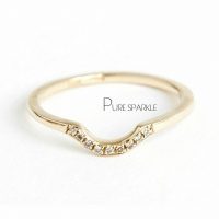 14K Gold 0.05 Ct. Diamond Curved Arc Design Delicate Ring Fine Jewelry