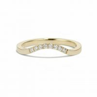 14K Gold 0.05 Ct. Diamond Curved Wedding Engagement Ring Fine Jewelry