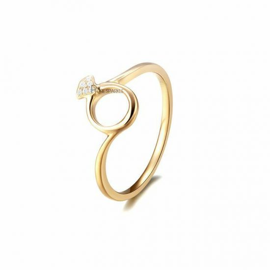 14K Gold 0.05 Ct. Diamond Dainty Minimalist Ring Fine Jewelry Size-3 to8
