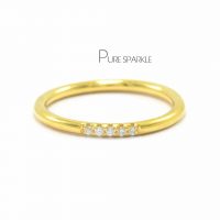 14K Gold 0.05 Ct. Diamond Engagement Band Fine Ring Size -3 to 8 US