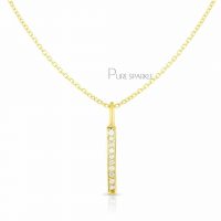 14K Gold 0.05 Ct. Diamond Minimal Bar Pendant Necklace Fine Jewelry