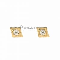 14K Gold 0.05 Ct. Diamond Rhombus Shape Studs Earrings Fine Jewelry