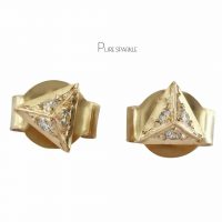 14K Gold 0.05 Ct. Diamond Tiny Pyramid Shape Studs Earrings Fine Jewelry