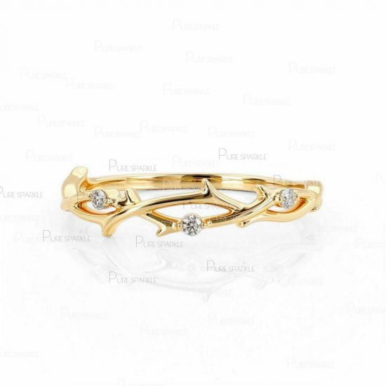 14K Gold 0.05 Ct. Diamond Tree Branch Design Ring Fine Jewelry