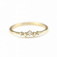 14K Gold 0.06Ct. Diamond Cluster Wedding Ring Fine Jewelry Size-3 to 8US