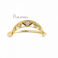 14K Gold 0.06 Ct. Diamond Crown Design Ring Fine Jewelry Size-3 to 8 US