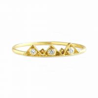 14K Gold 0.06 Ct. Diamond Crown Design Wedding Ring Fine Jewelry