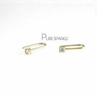 14K Gold 0.06 Ct. Diamond Mini Ear Cuff Earrings Fine Jewelry