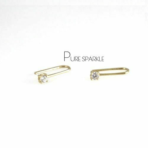 14K Gold 0.06 Ct. Diamond Mini Ear Cuff Earrings Fine Jewelry