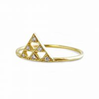 14K Gold 0.06 Ct. Diamond Triangle Shape Crown Design Ring Wedding Gift