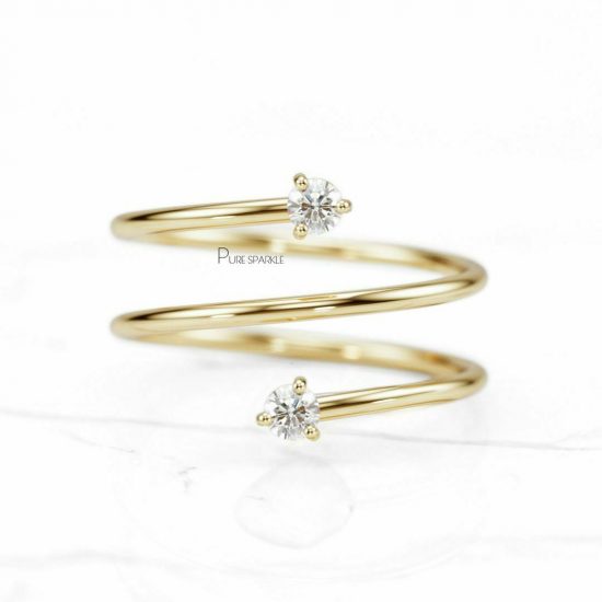 14K Gold 0.06 Ct. Diamond Wrap Ring Fine Jewelry Size - 3 to 8 US