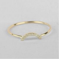 14K Gold 0.07 Ct. Diamond Arc Design Ring Fine Jewelry Size-3 to 8 US