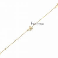 14K Gold 0.07 Ct. Diamond Three Marquise Element Bracelet Fine Jewelry