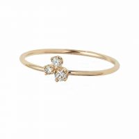 14K Gold 0.07 Ct. Three Diamond Delicate Ring Fine Jewelry Size-3 to 9US