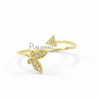14K Gold 0.08 Ct. Diamond Butterfly and Arrowhead Open Ring Fine Jewelry