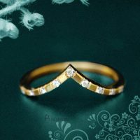 14K Gold 0.08 Ct. Diamond Chevron Design Wedding Ring Fine Jewelry