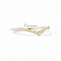 14K Gold 0.08Ct. Diamond Curved Cypress Chevron Design Ring Fine Jewelry