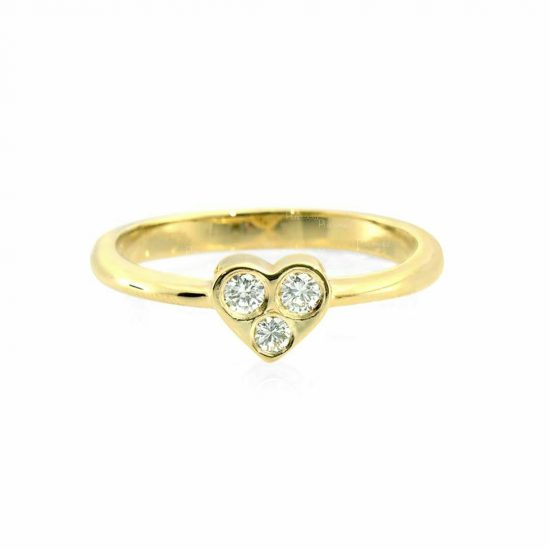 14K Gold 0.08 Ct. Diamond Heart Design Wedding Ring Fine Jewelry