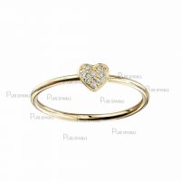 14K Gold 0.08 Ct. Diamond Love Heart Ring Wedding Fine Jewelry