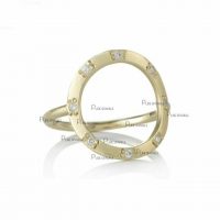 14K Gold 0.08 Ct. Diamond Open Circle Design Minimal Ring Fine Jewelry