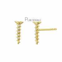 14K Gold 0.08 Ct. Diamond Screw Design Studs Earrings Fine Jewelry