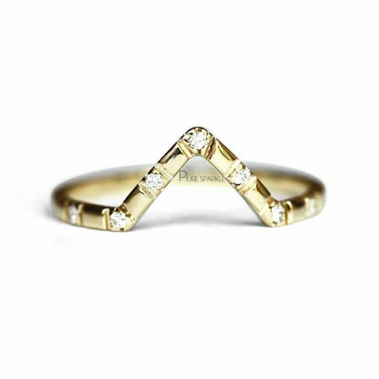 14K Gold 0.08 Ct. Diamond Stackable Ring Fine Jewelry Size-3 to 8 US