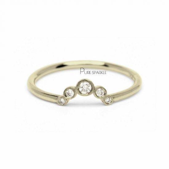 14K Gold 0.08 Ct. Diamonds Wedding Ring Fine Jewelry Size- 3 to 8 US