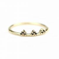 14K Gold 0.09 Ct. Black Diamond Engagement Wedding Ring Fine Jewelry