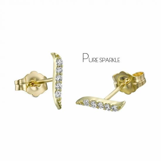 14K Gold 0.09 Ct. Diamond April Birthstone Studs Earrings Fine Jewelry