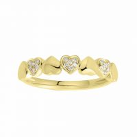 14K Gold 0.09 Ct. Diamond Heart Pattern Wedding Ring Fine Jewelry