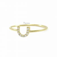 14K Gold 0.09 Ct. Diamond Horseshoe Ring Fine Jewelry Size - 3 to 8 US