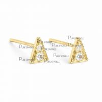 14K Gold 0.10 Ct. Diamond 5 mm Triangle Studs Earrings Fine Jewelry